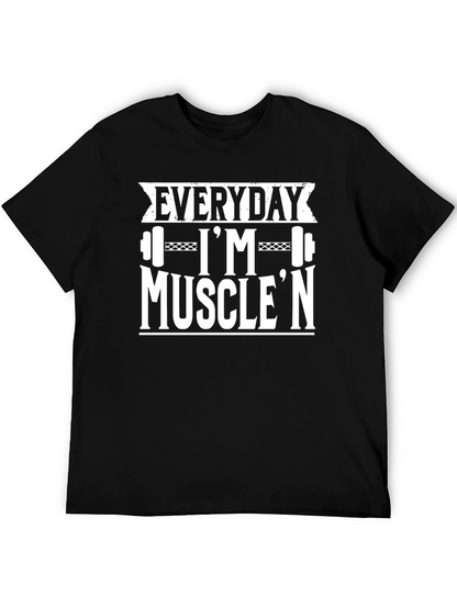 Everyday Im Musclen Black Graphic T-Shirt