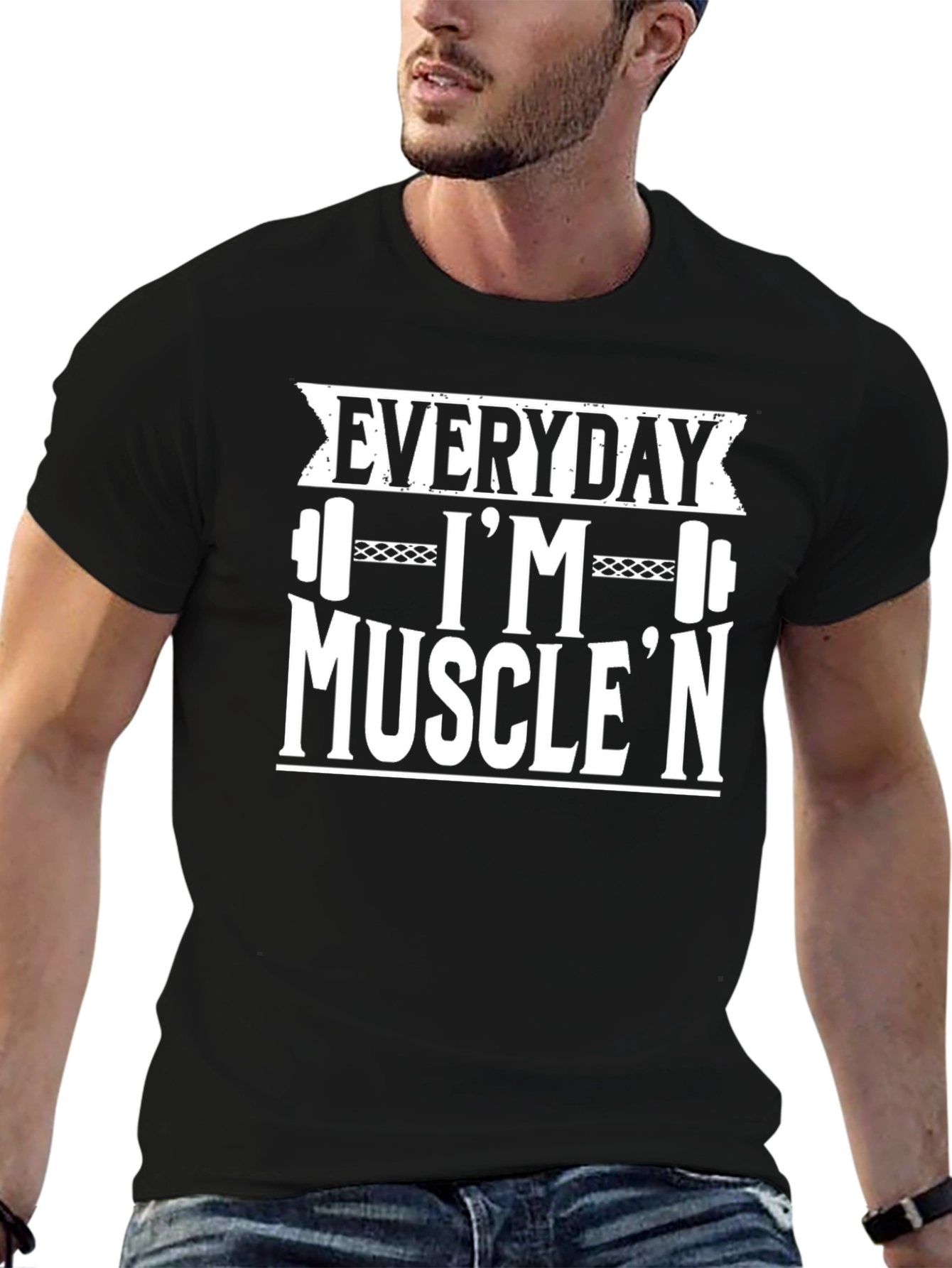 Everyday Im Musclen Black Graphic T-Shirt