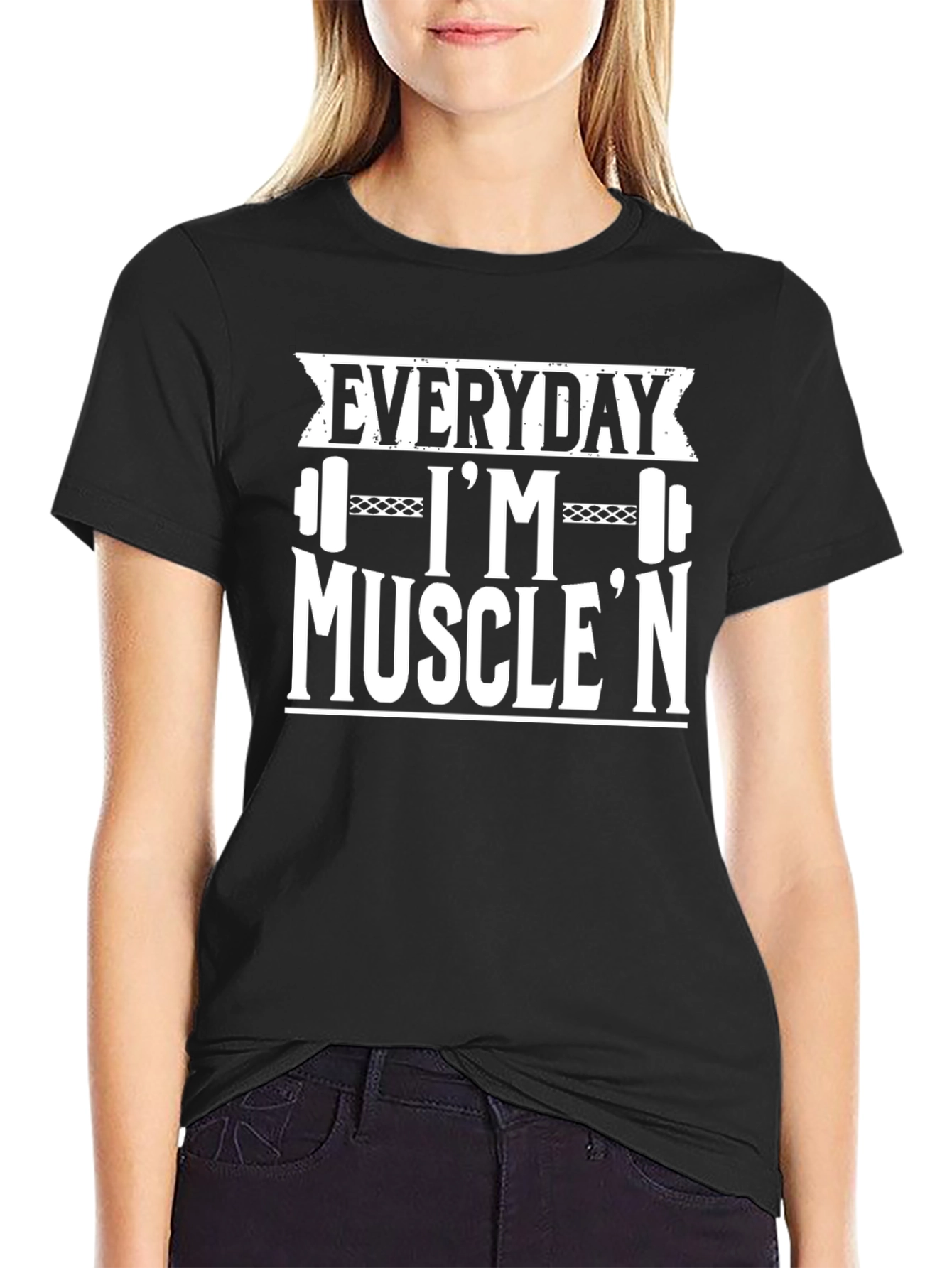 Everyday Im Musclen Black Graphic T-Shirt