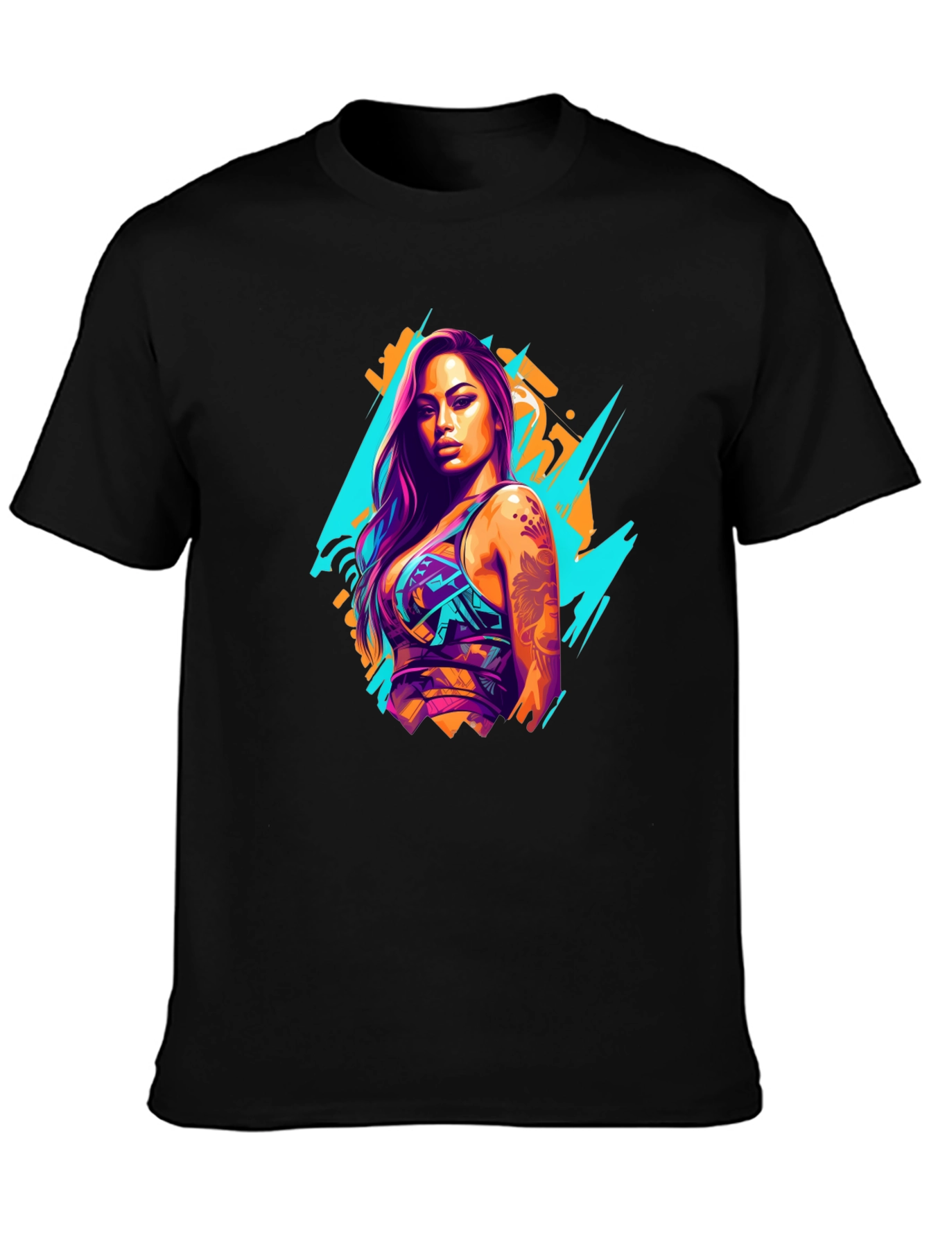 Neon Graffiti Woman Graphic T-Shirt