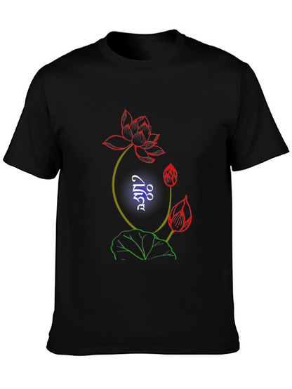 Lotus Graphic Print Black T-Shirt