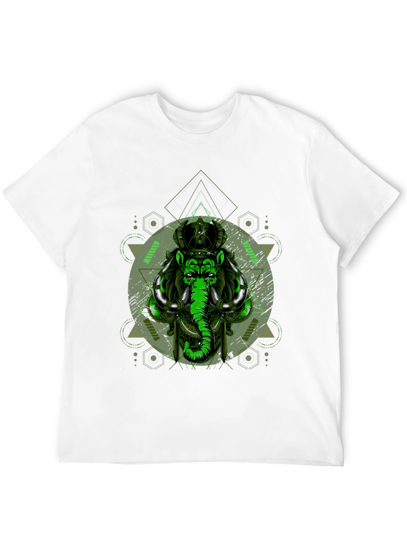 Geometric Elephant Graphic Print Black T-Shirt