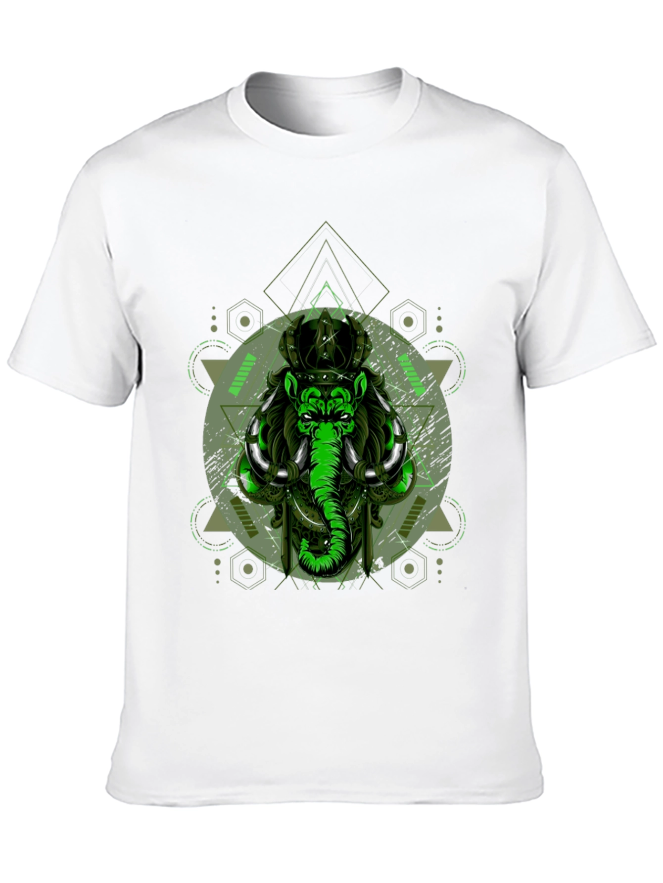 Geometric Elephant Graphic Print Black T-Shirt