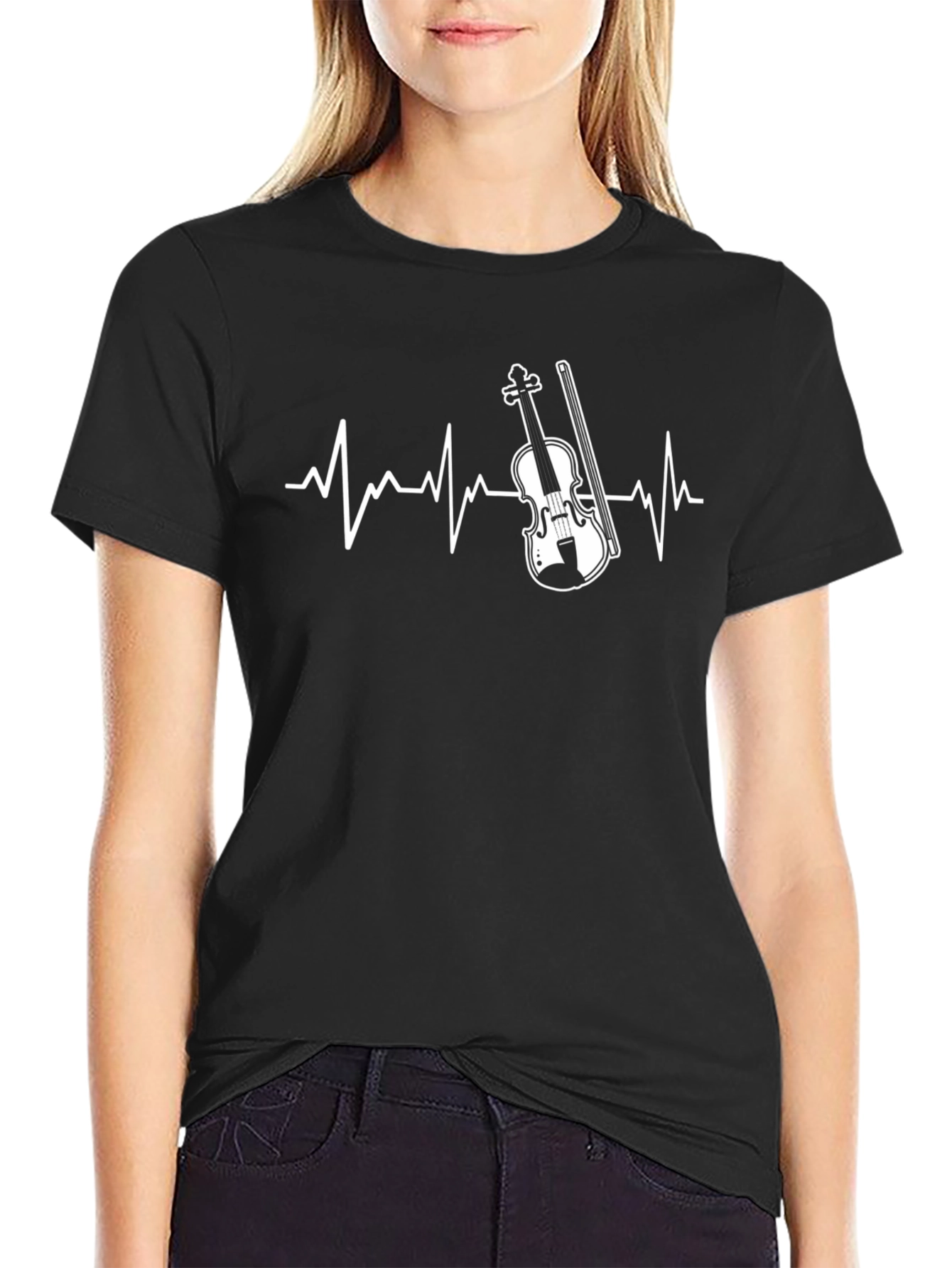 Violin Heartbeat Graphic Tee - Music Lover T-Shirt