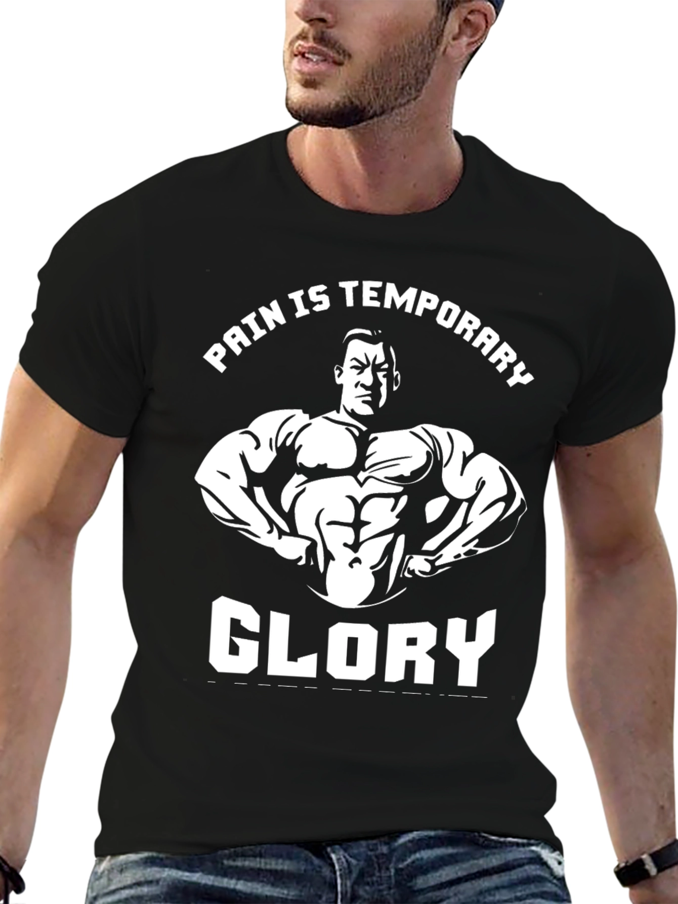 Pain is Temporary Glory Black Graphic T-Shirt