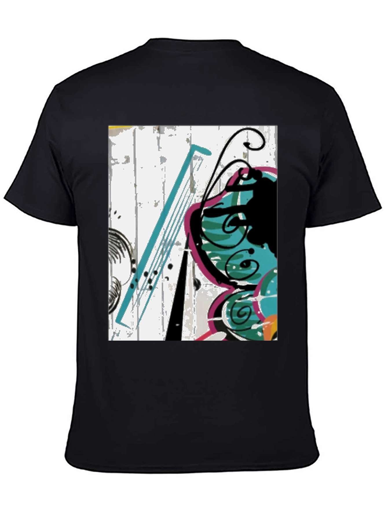 Abstract Butterfly Graphic Tee - Casual Black T-Shirt
