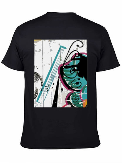 Abstract Butterfly Graphic Tee - Casual Black T-Shirt