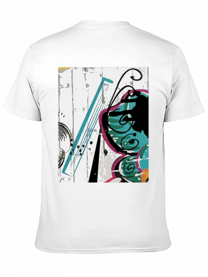 Abstract Butterfly Graphic Tee - Casual Black T-Shirt