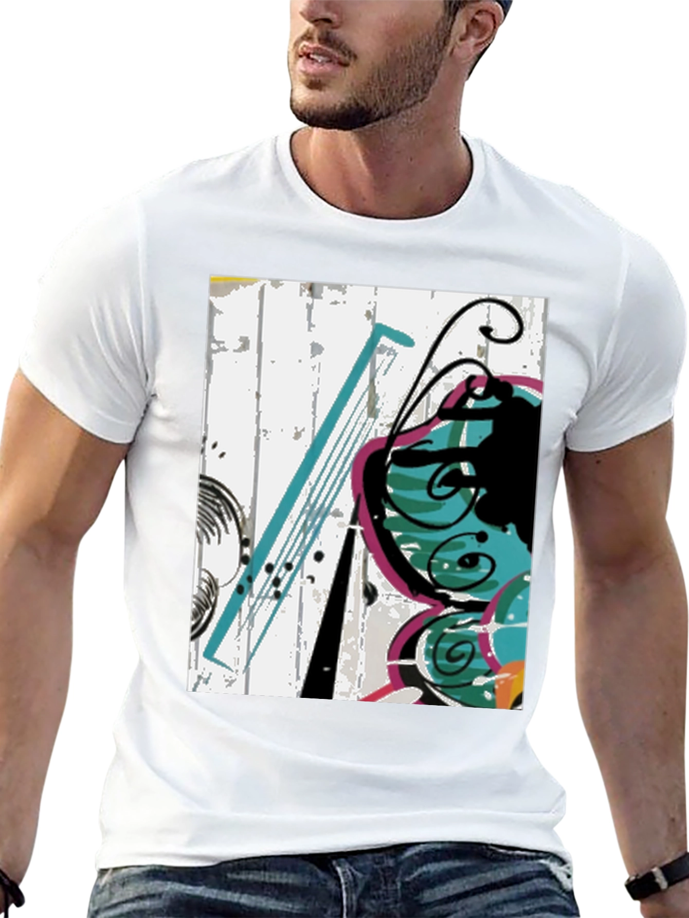 Abstract Butterfly Graphic Tee - Casual Black T-Shirt
