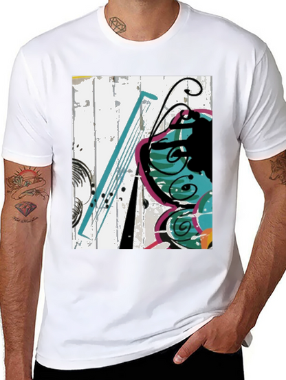 Abstract Butterfly Graphic Tee - Casual Black T-Shirt