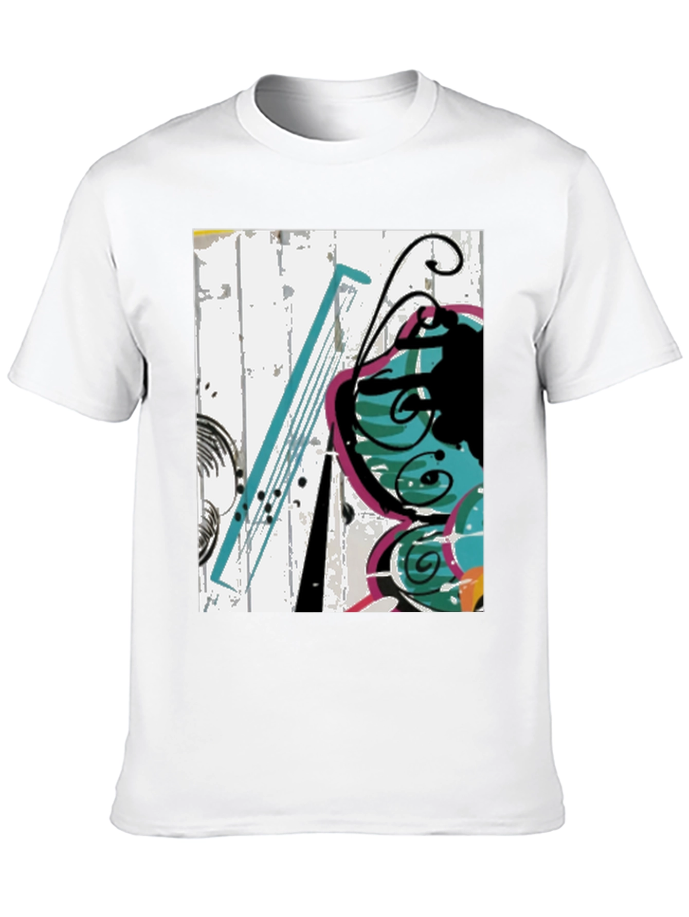 Abstract Butterfly Graphic Tee - Casual Black T-Shirt
