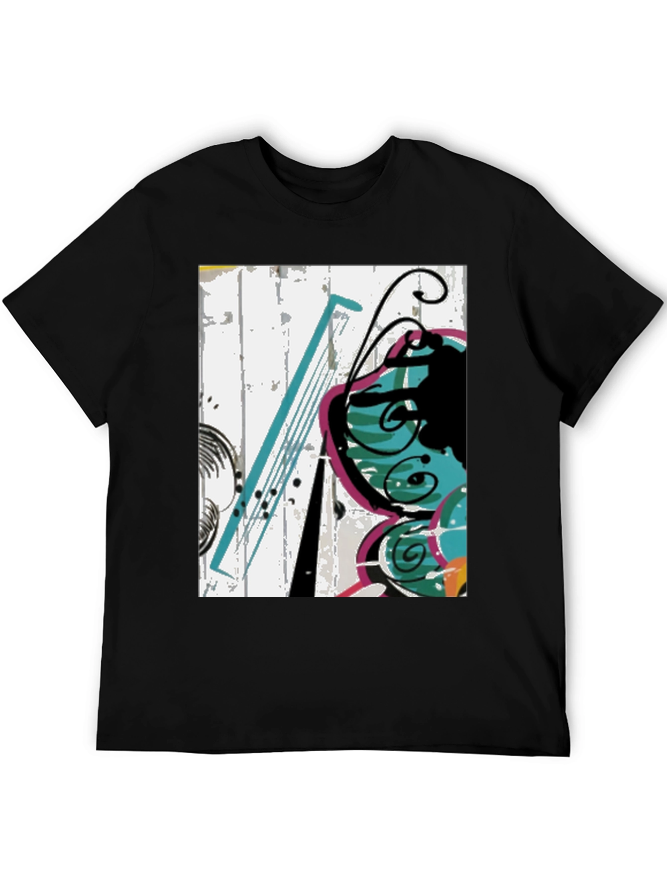 Abstract Butterfly Graphic Tee - Casual Black T-Shirt