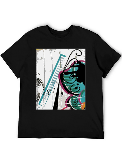 Abstract Butterfly Graphic Tee - Casual Black T-Shirt