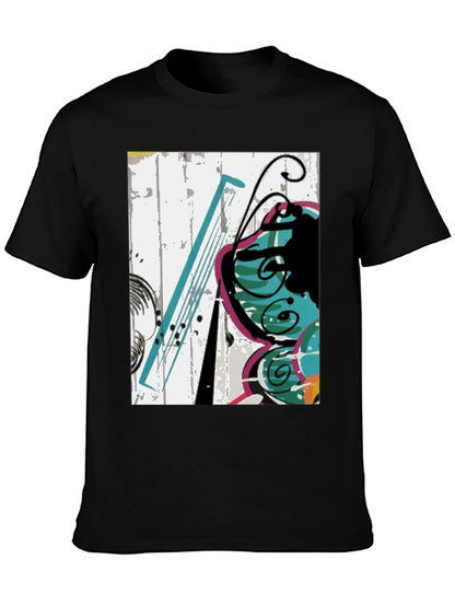 Abstract Butterfly Graphic Tee - Casual Black T-Shirt