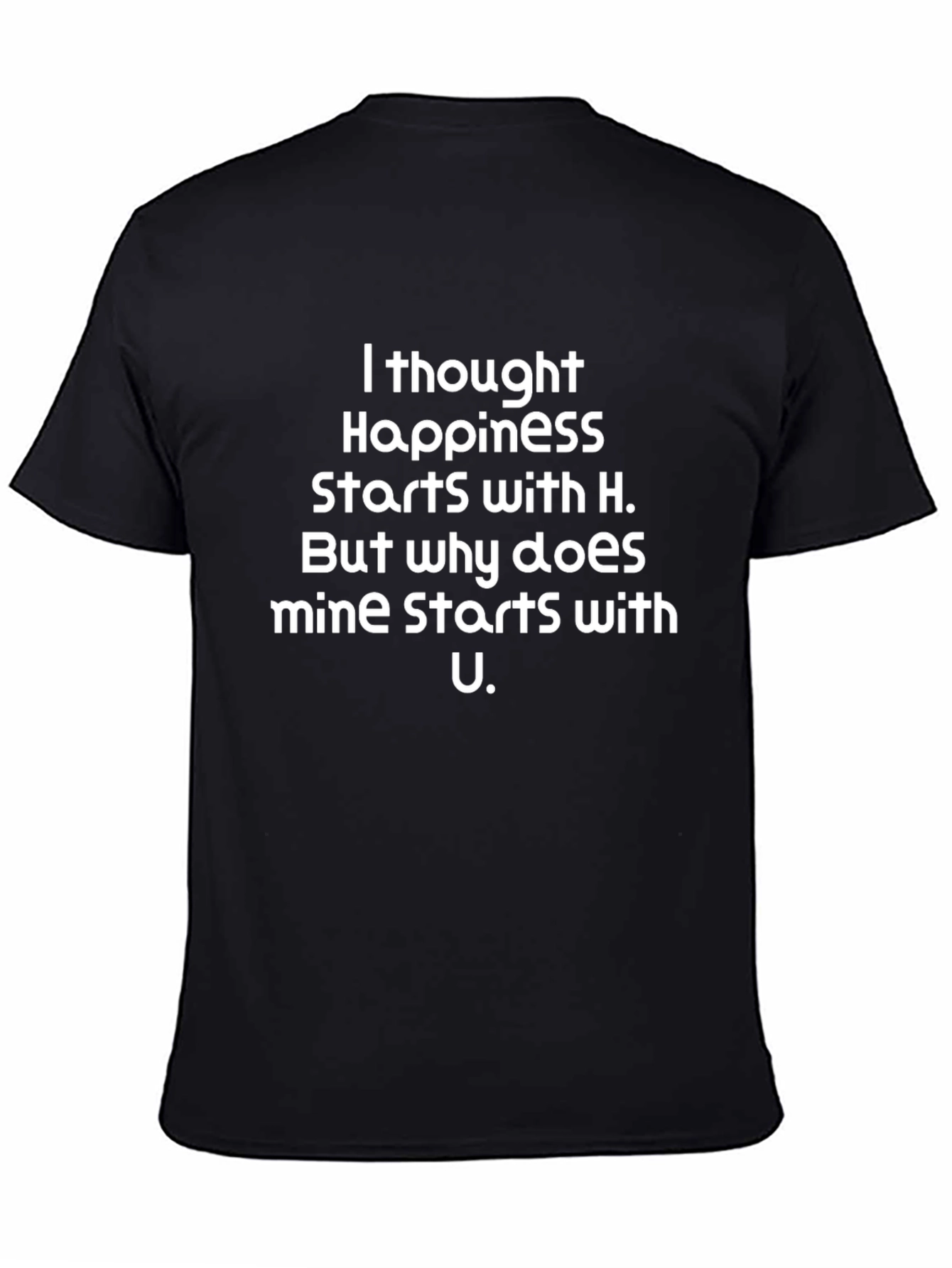 Happiness Starts With U Black Graphic Tee