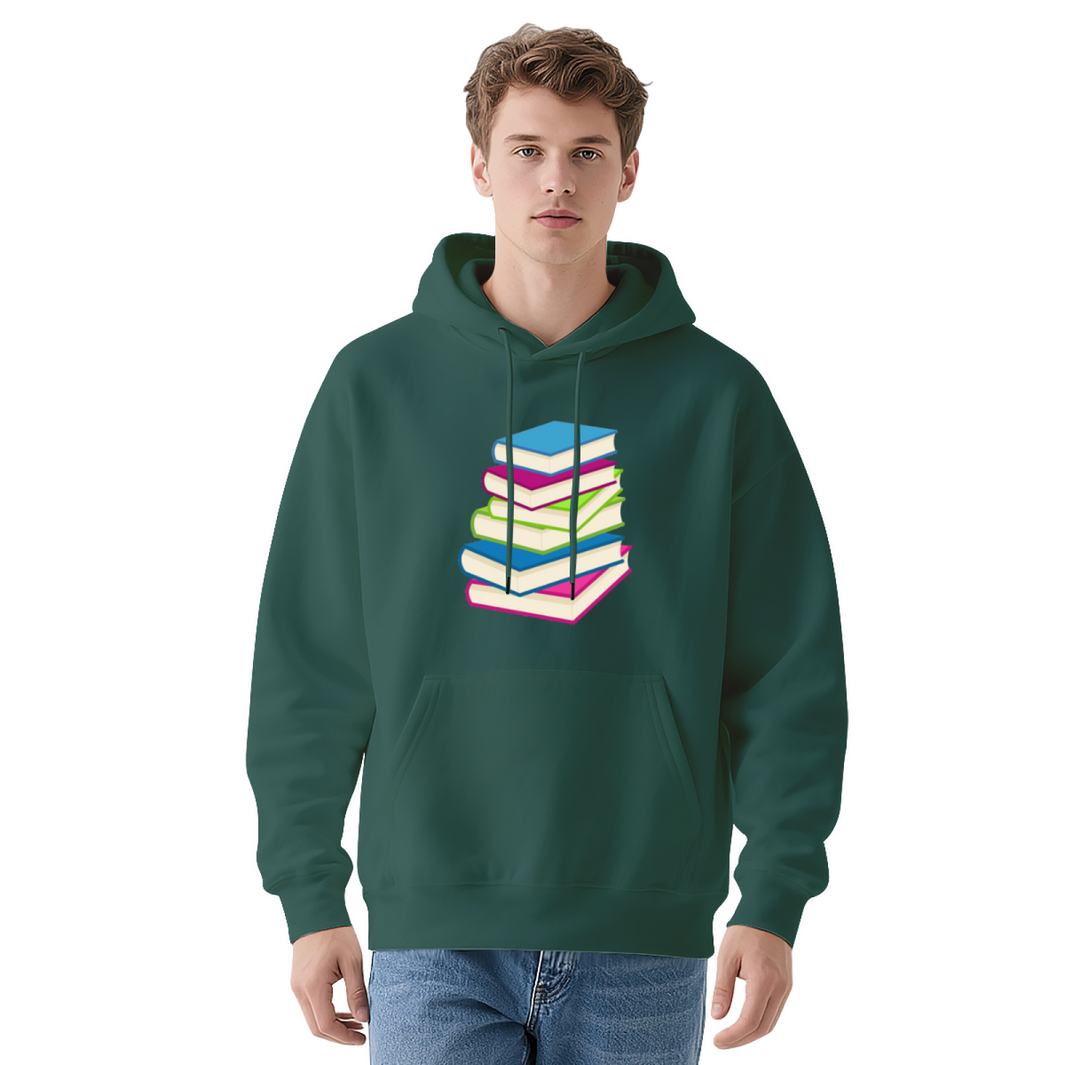 Stylish Pullover Hoodie - Graphic Stack Colorful