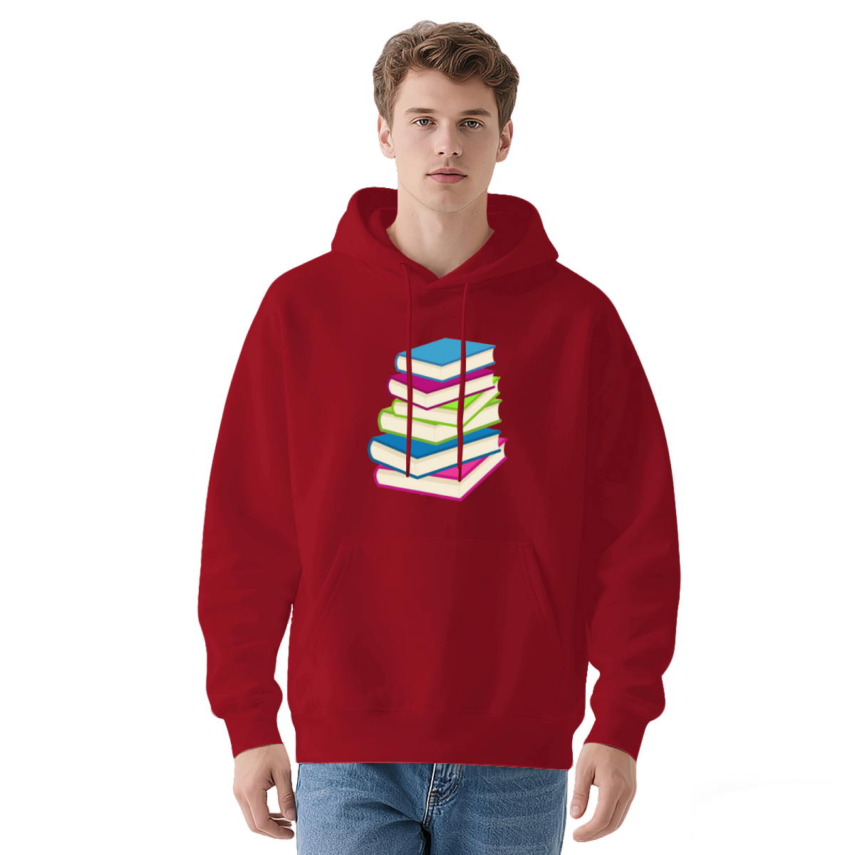 Stylish Pullover Hoodie - Graphic Stack Colorful