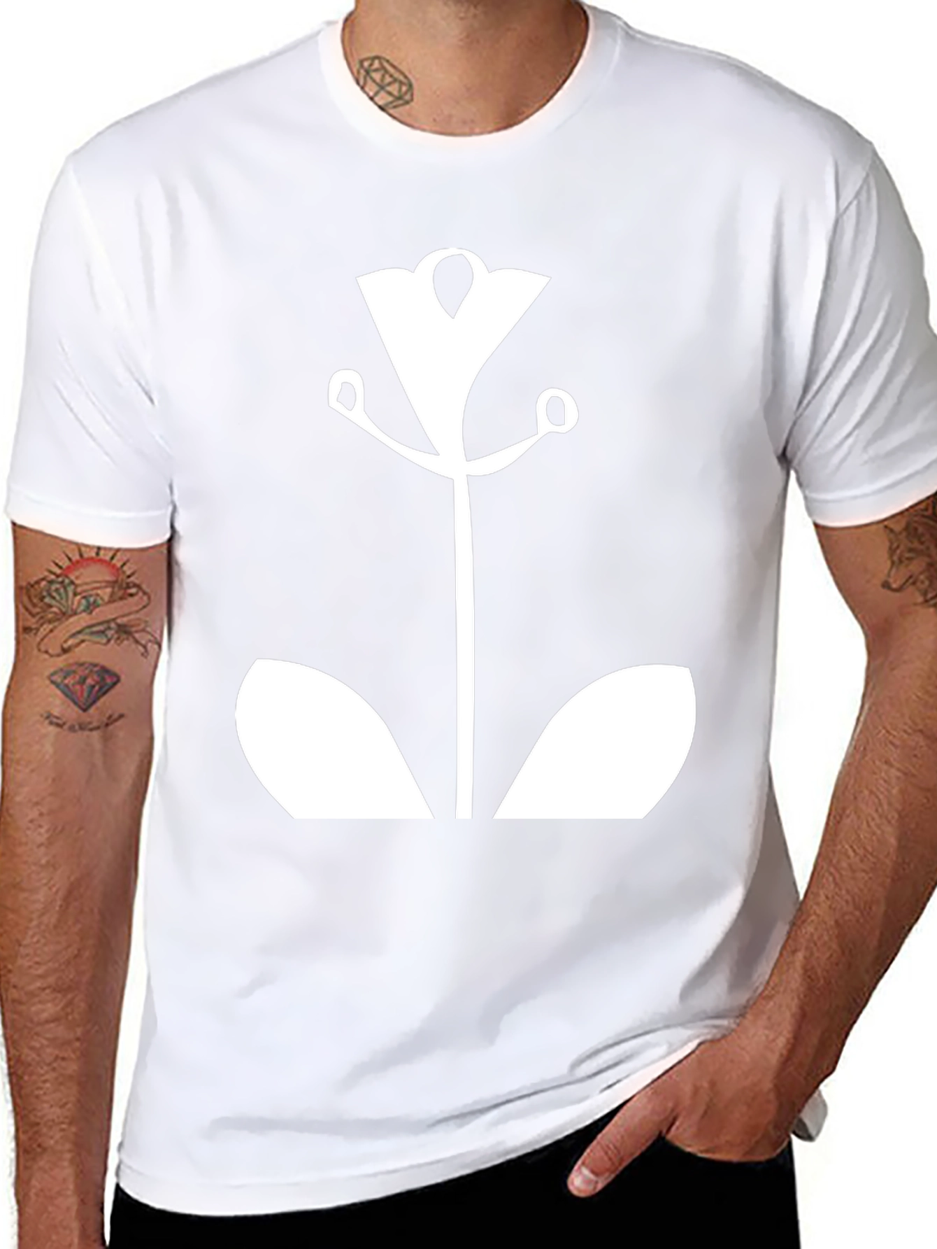 Modern Floral Graphic Tee - Black Cotton