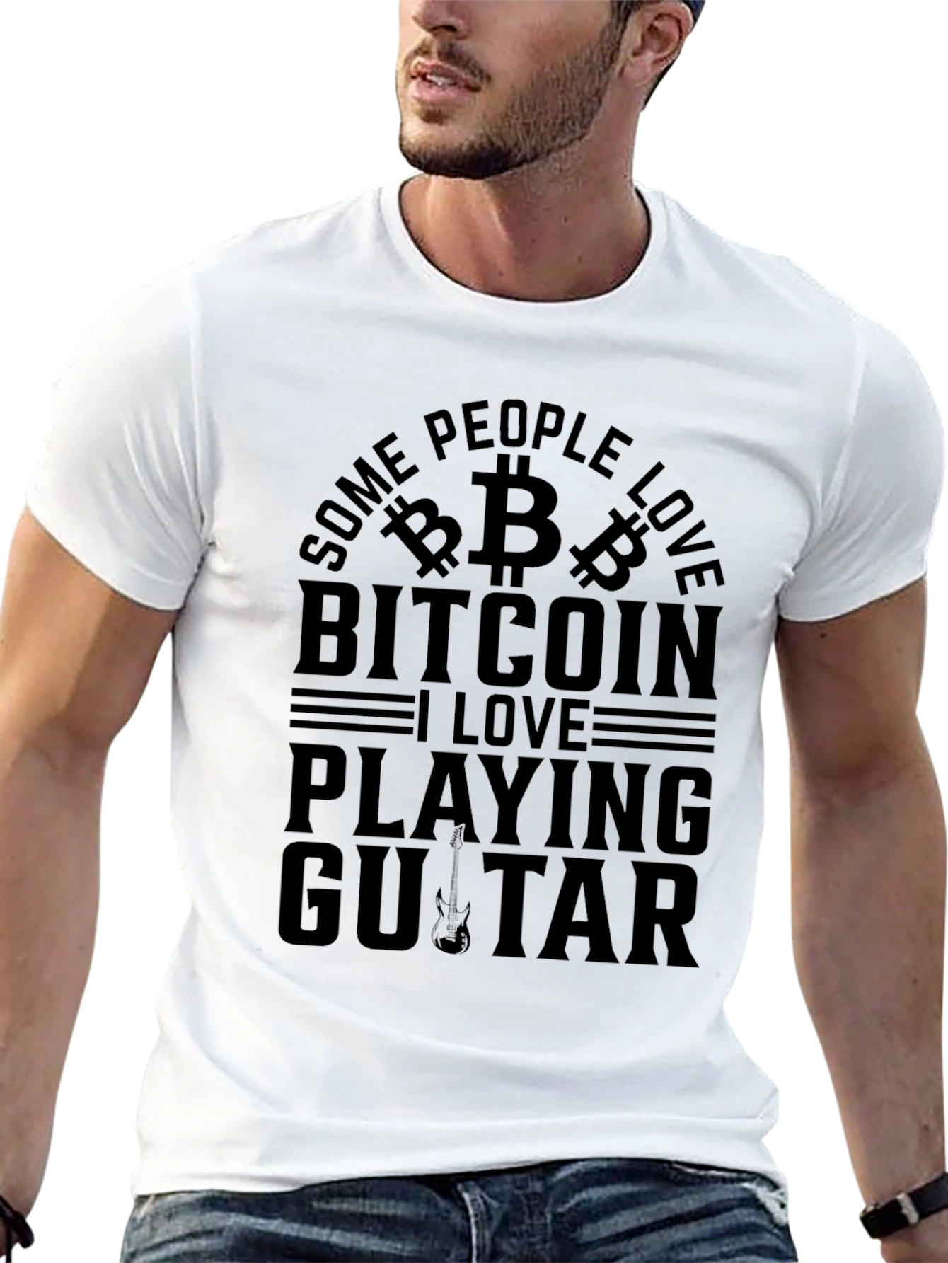 Bitcoin & Guitar Lover T-Shirt - Black