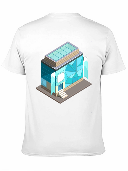 Geometric Building Graphic Tee - Isometric Architecture Shirt