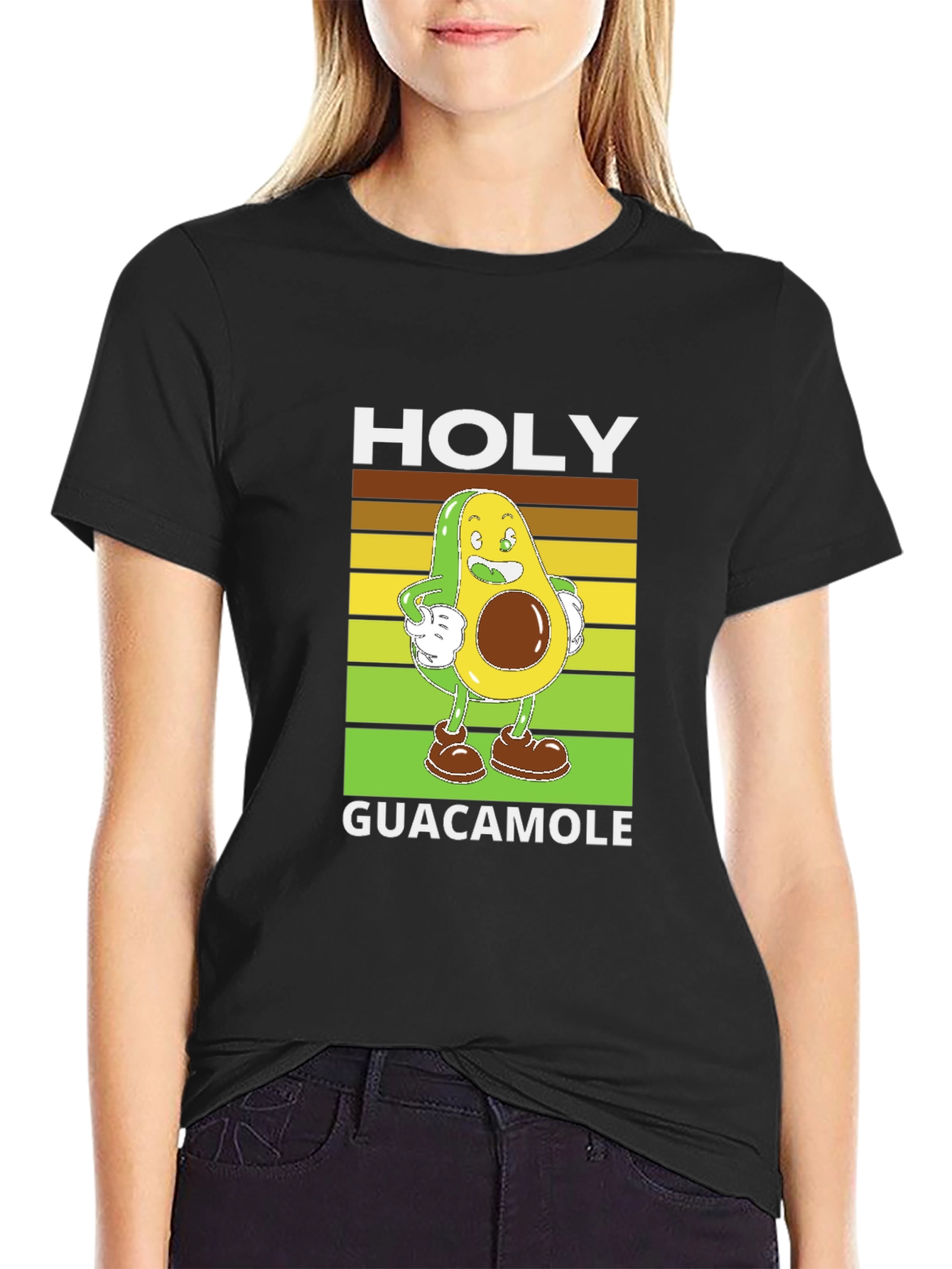 Holy Guacamole Black T-Shirt - Funny Avocado Design