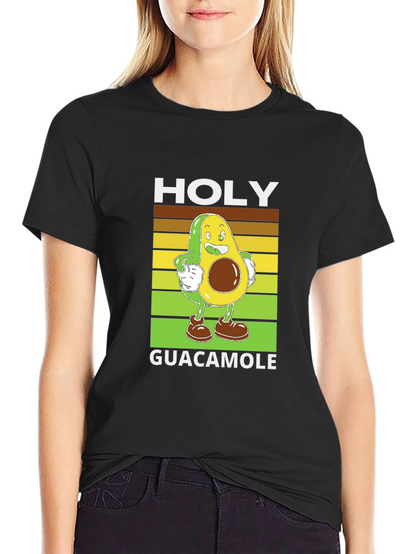 Holy Guacamole Black T-Shirt - Funny Avocado Design