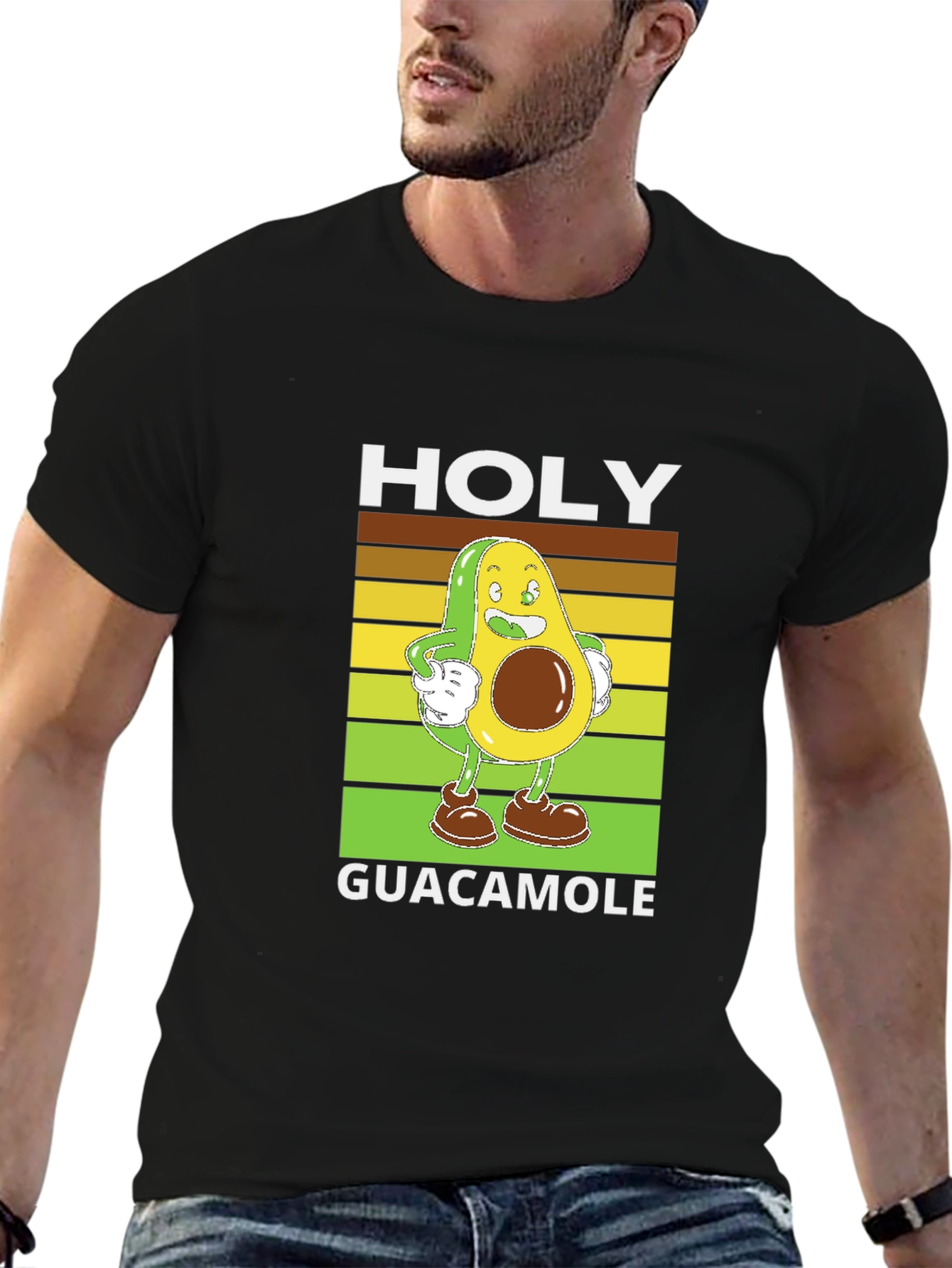 Holy Guacamole Black T-Shirt - Funny Avocado Design