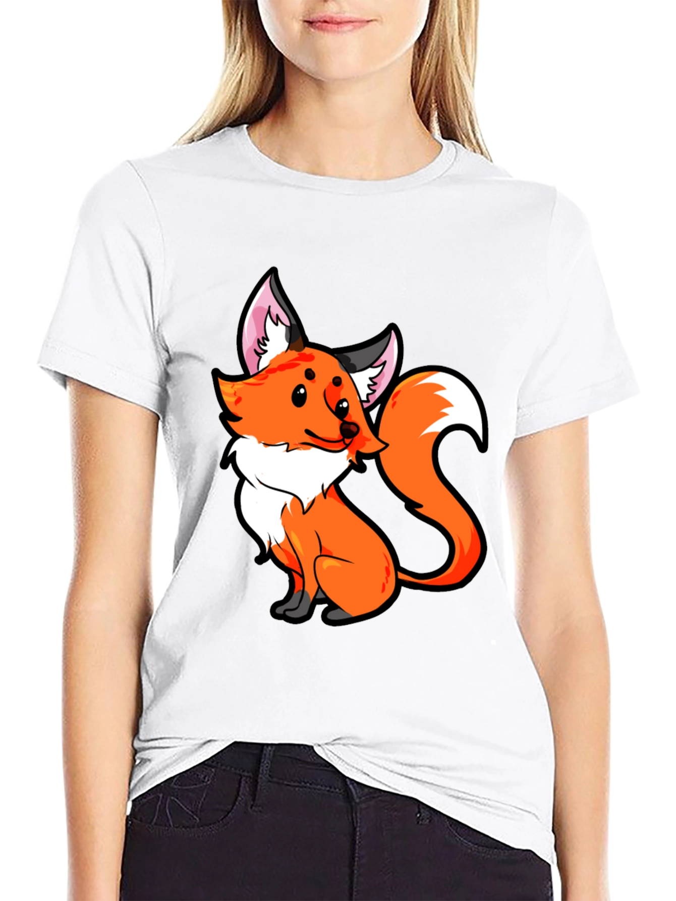 Fox Graphic Tee - Cute Cartoon Animal T-Shirt
