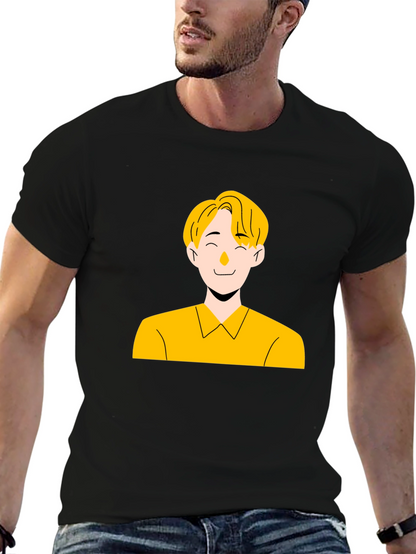 Cool Graphic Tee - Illustrated Mans Portrait