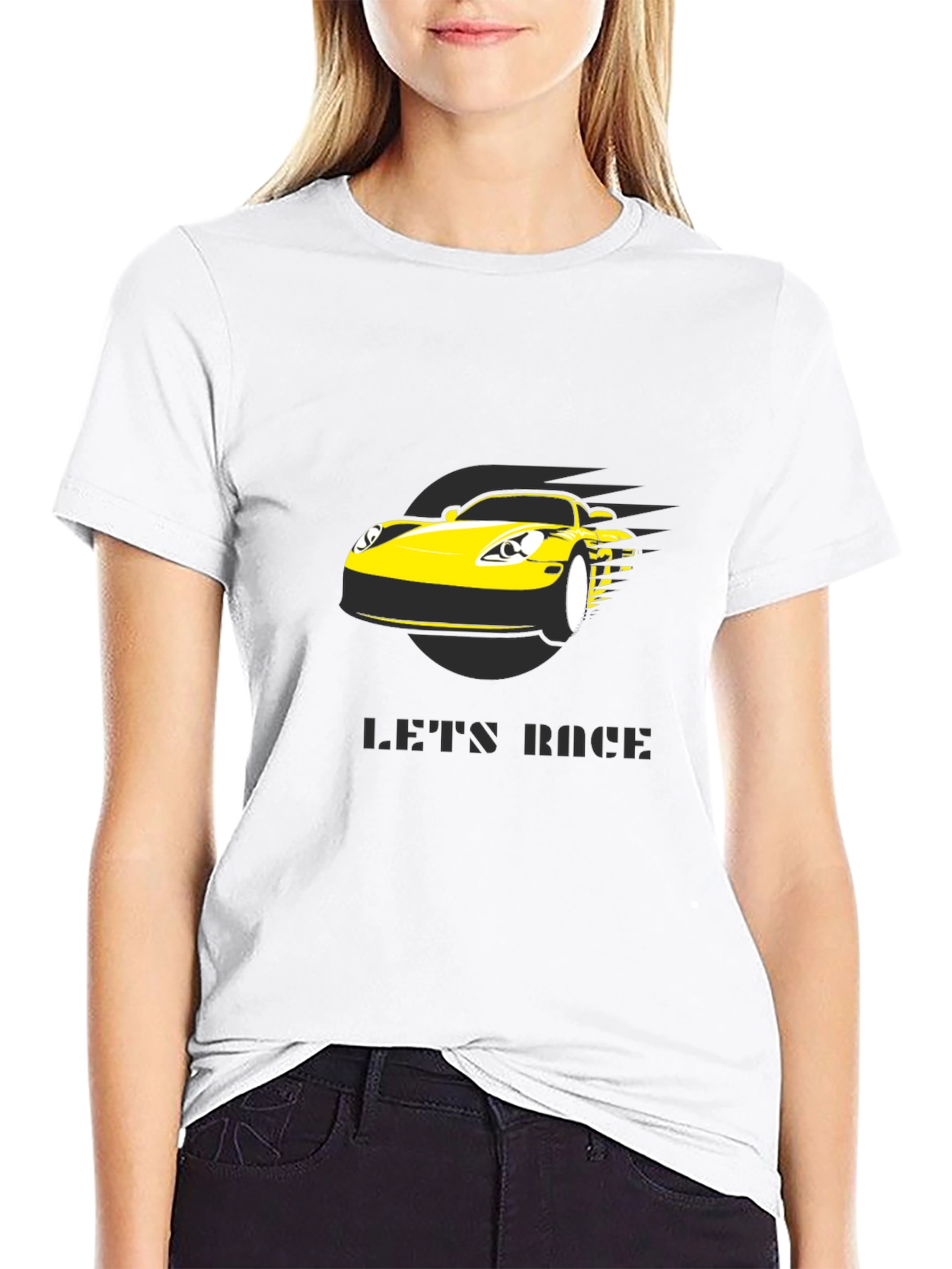 Lets Race Car Graphic Black T-Shirt