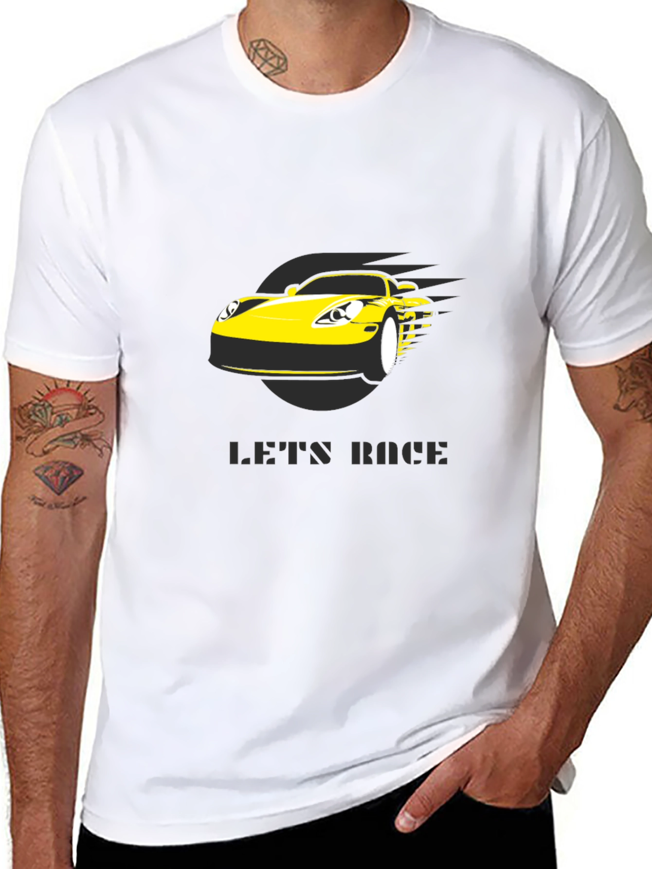 Lets Race Car Graphic Black T-Shirt