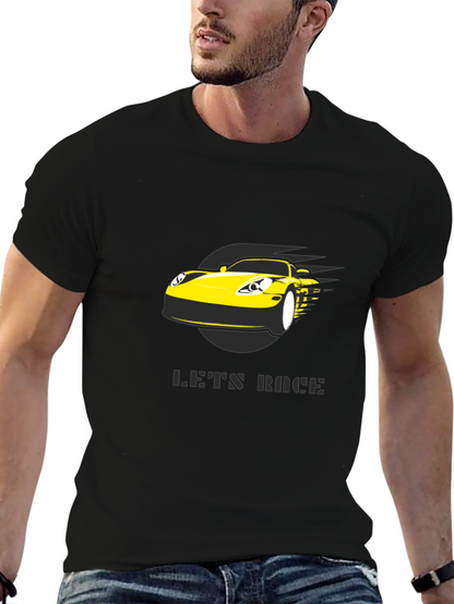 Lets Race Car Graphic Black T-Shirt