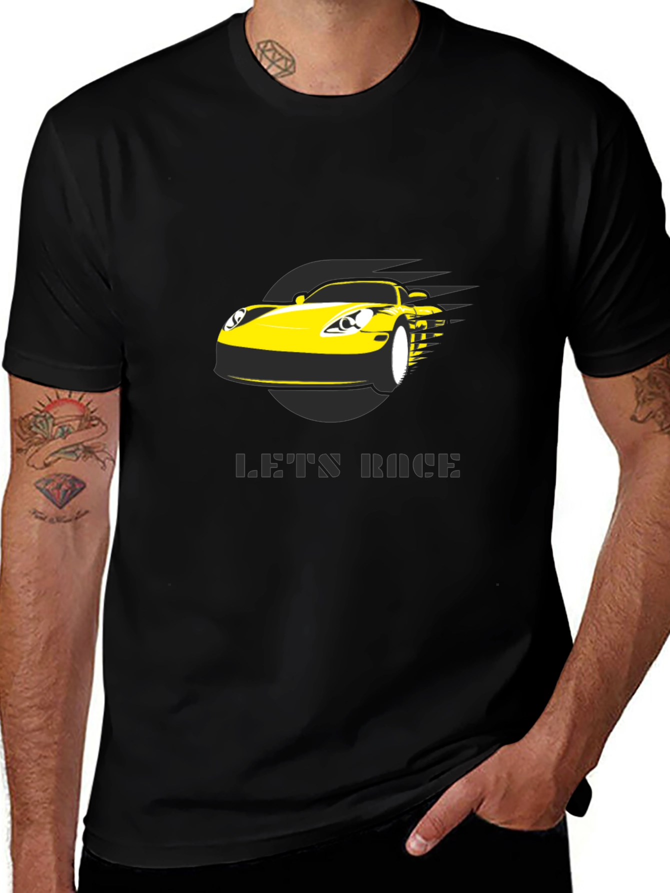 Lets Race Car Graphic Black T-Shirt