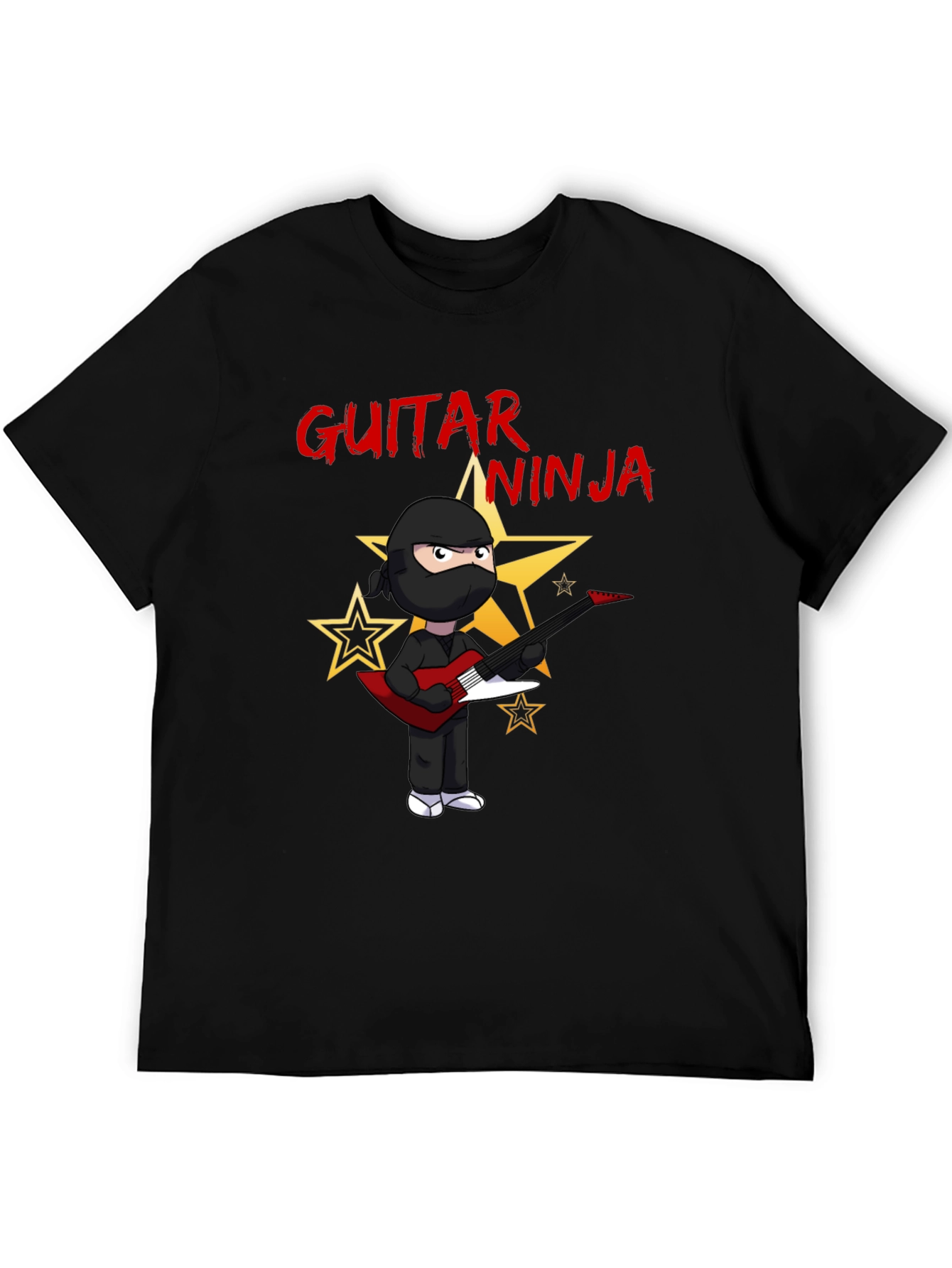 Guitar Ninja Black Graphic T-Shirt