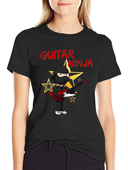 Guitar Ninja Black Graphic T-Shirt