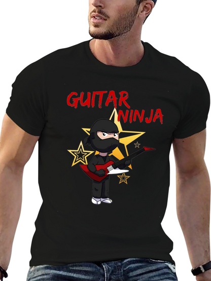 Guitar Ninja Black Graphic T-Shirt