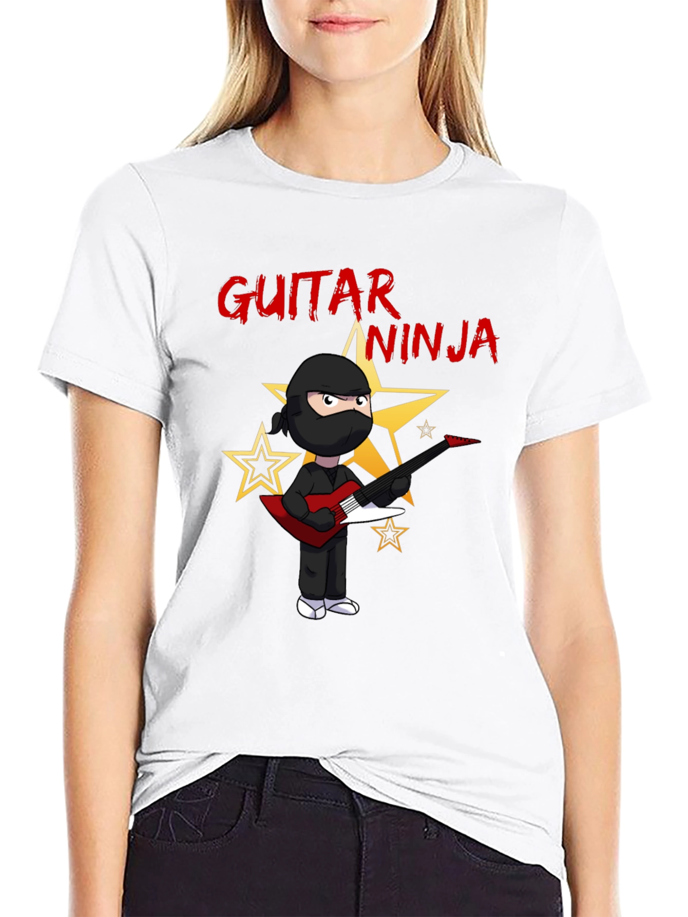 Guitar Ninja Black Graphic T-Shirt