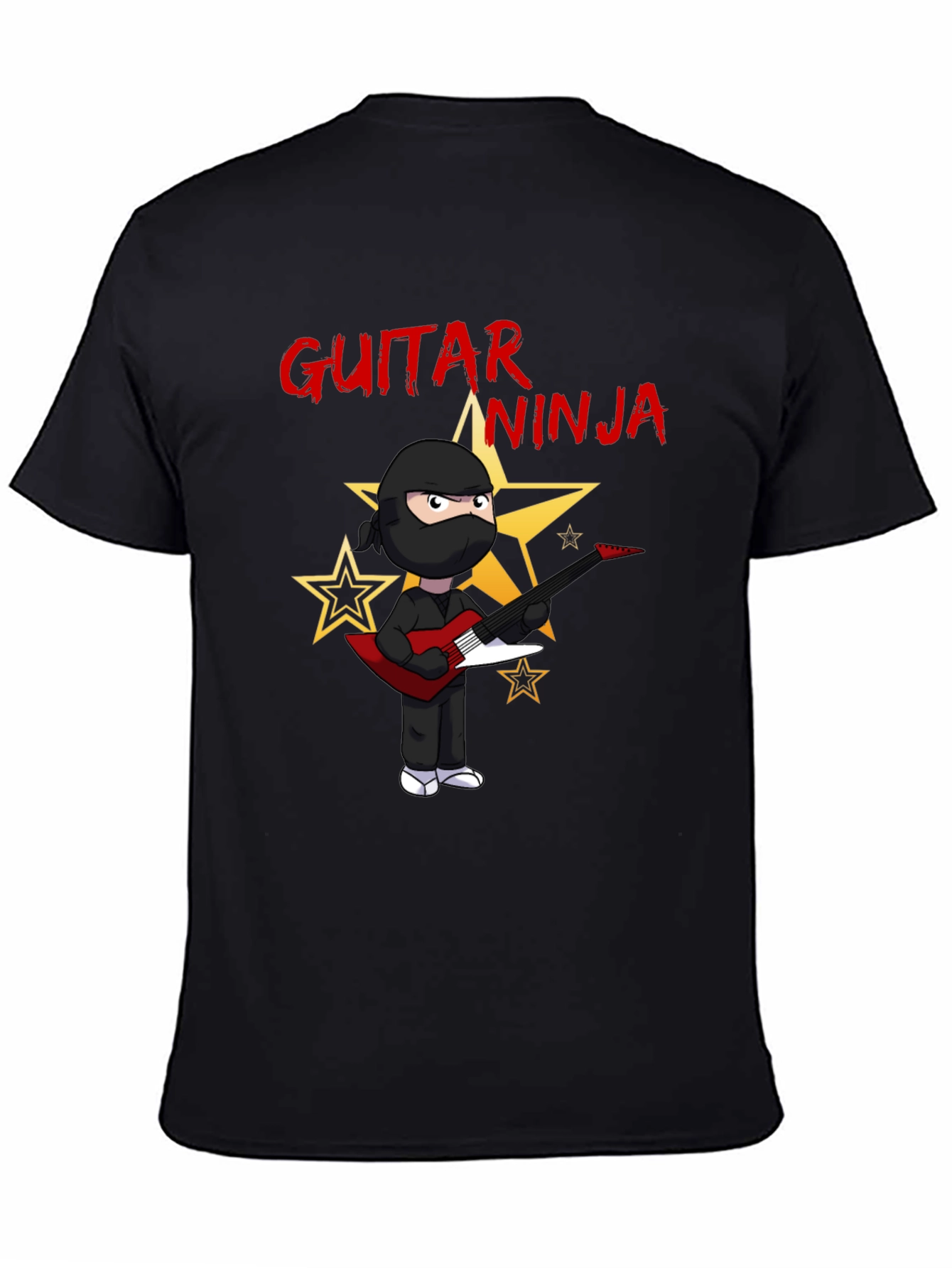 Guitar Ninja Black Graphic T-Shirt