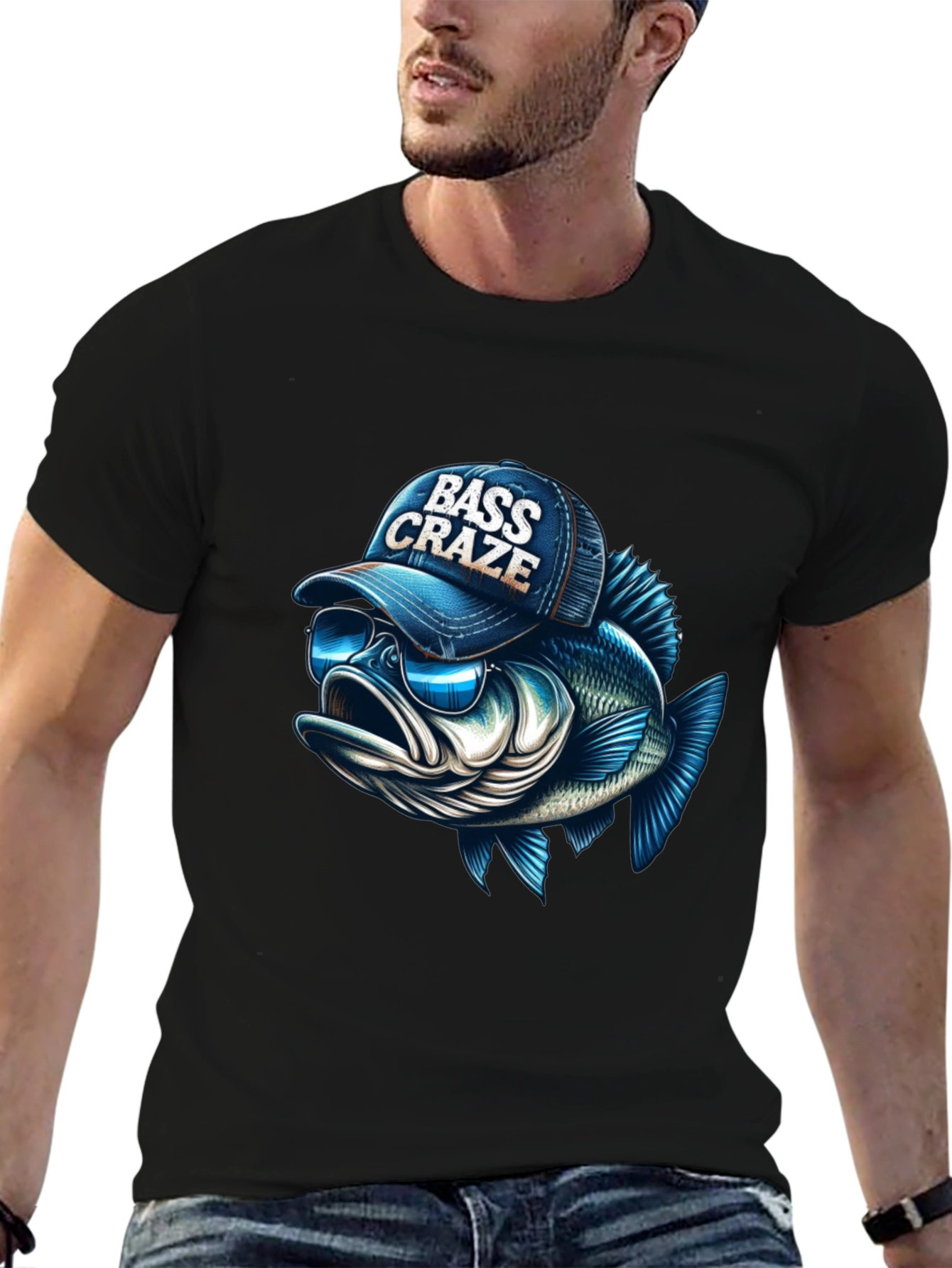 Bass Craze Graphic Tee - Cool Fish Design