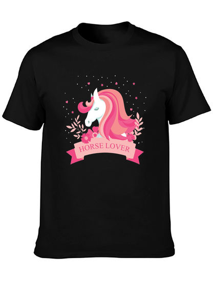 Horse Lover Graphic Tee - Black Cotton T-Shirt