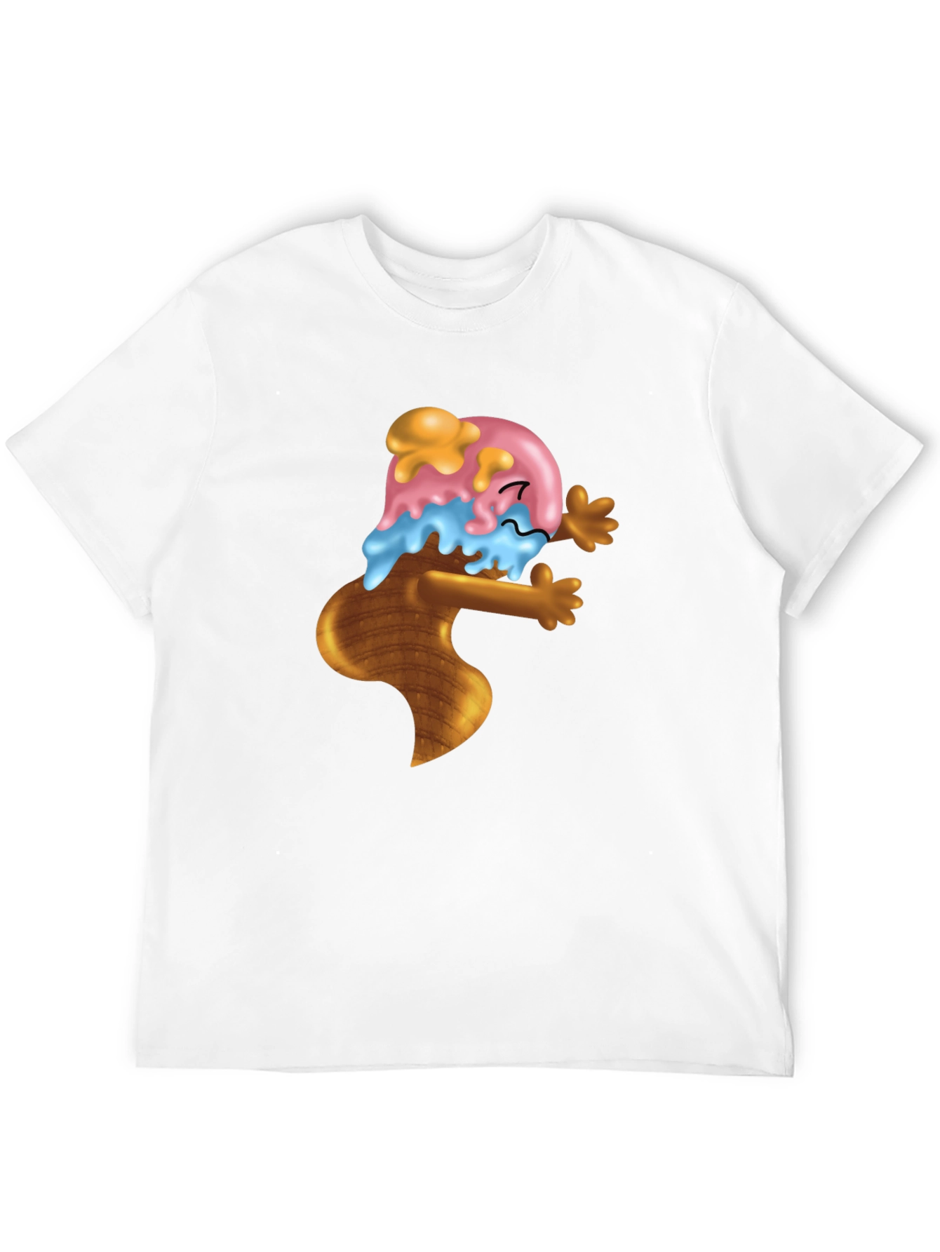 Ice Cream Cone Cartoon Graphic Black T-Shirt