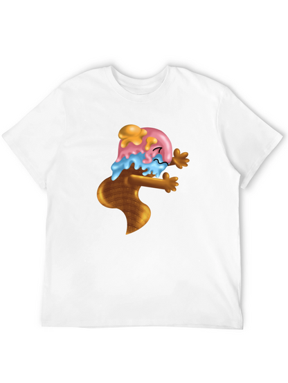 Ice Cream Cone Cartoon Graphic Black T-Shirt