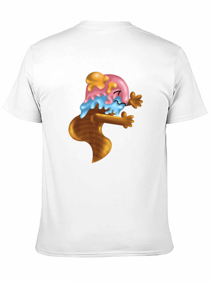 Ice Cream Cone Cartoon Graphic Black T-Shirt