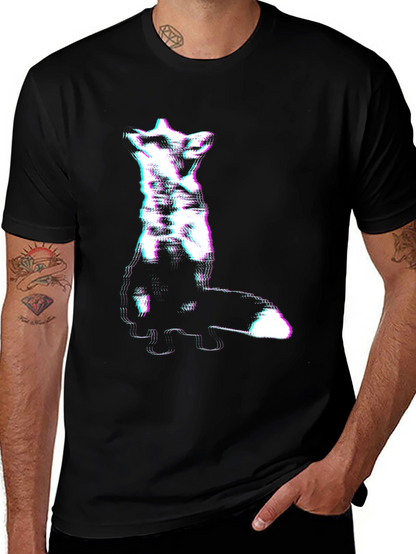 Abstract Glitch Fox Tee - Trendy Graphic T-Shirt