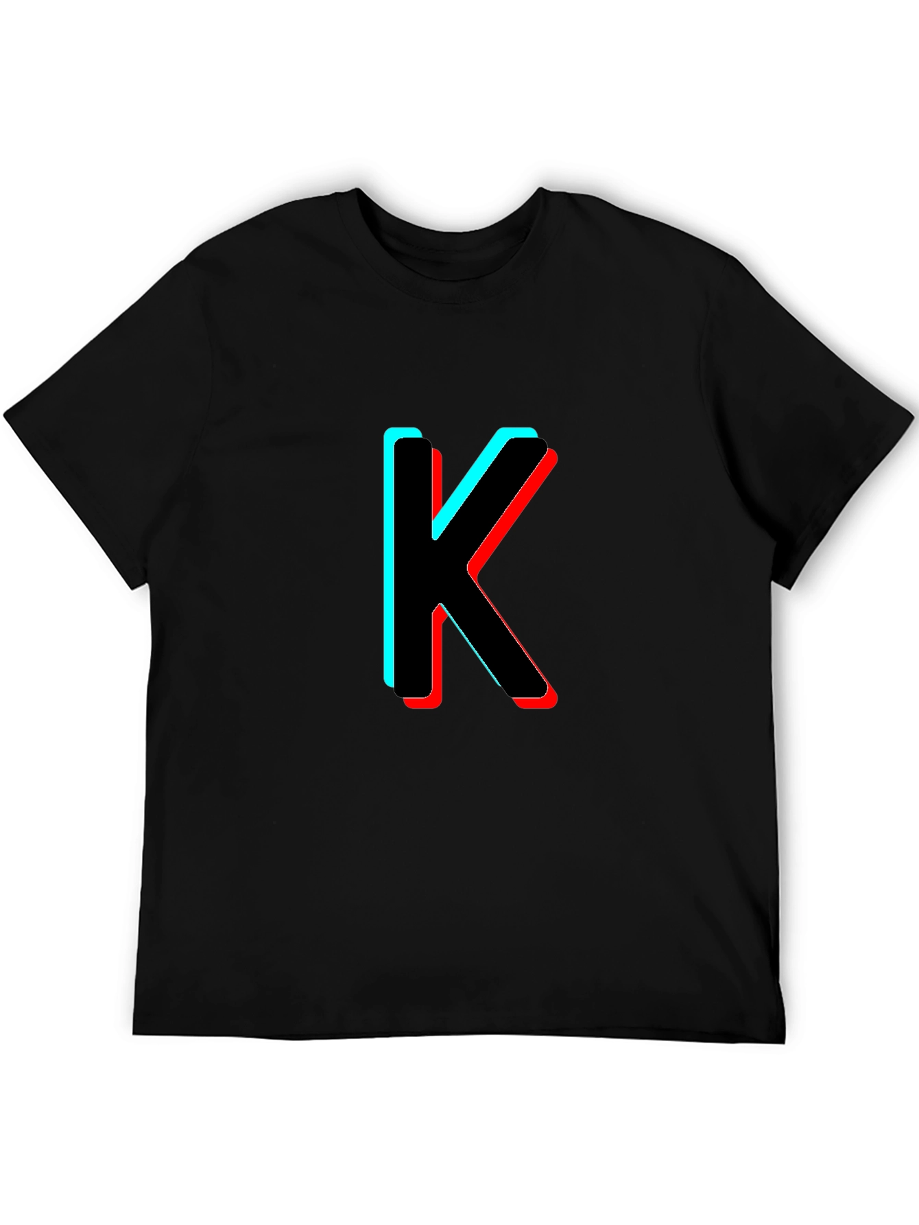 3D Letter K Black T-Shirt