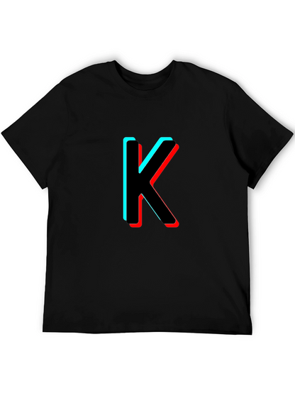 3D Letter K Black T-Shirt