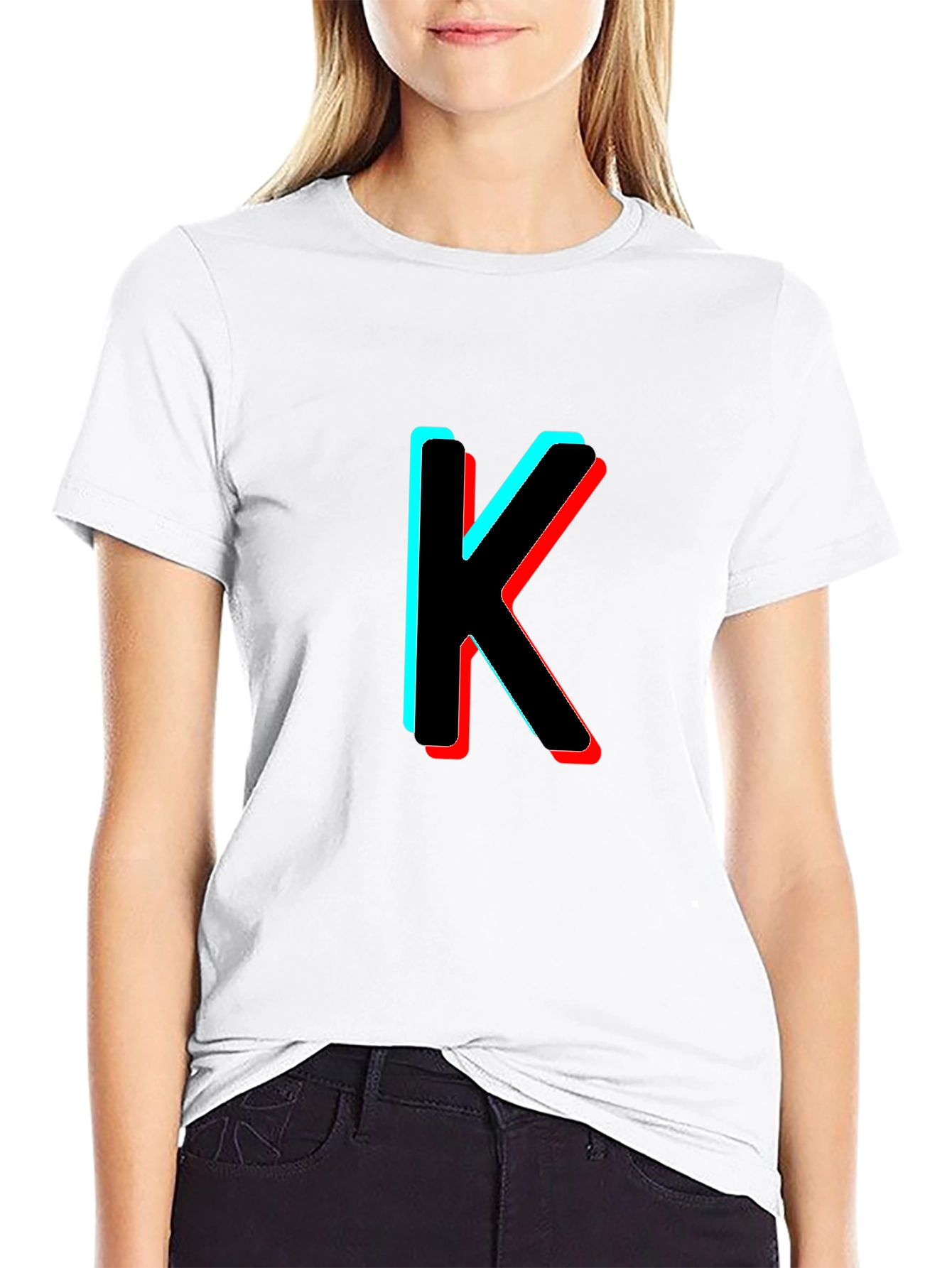 3D Letter K Black T-Shirt