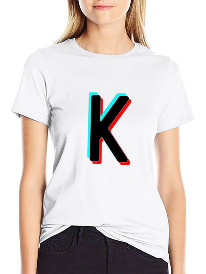 3D Letter K Black T-Shirt