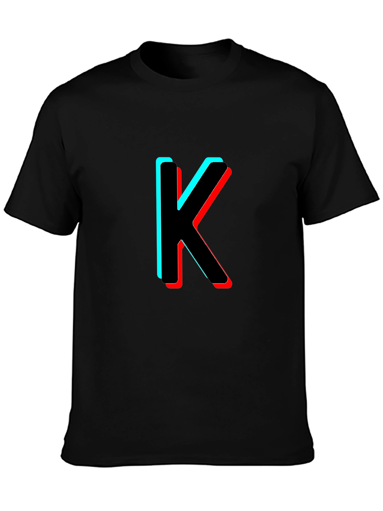3D Letter K Black T-Shirt