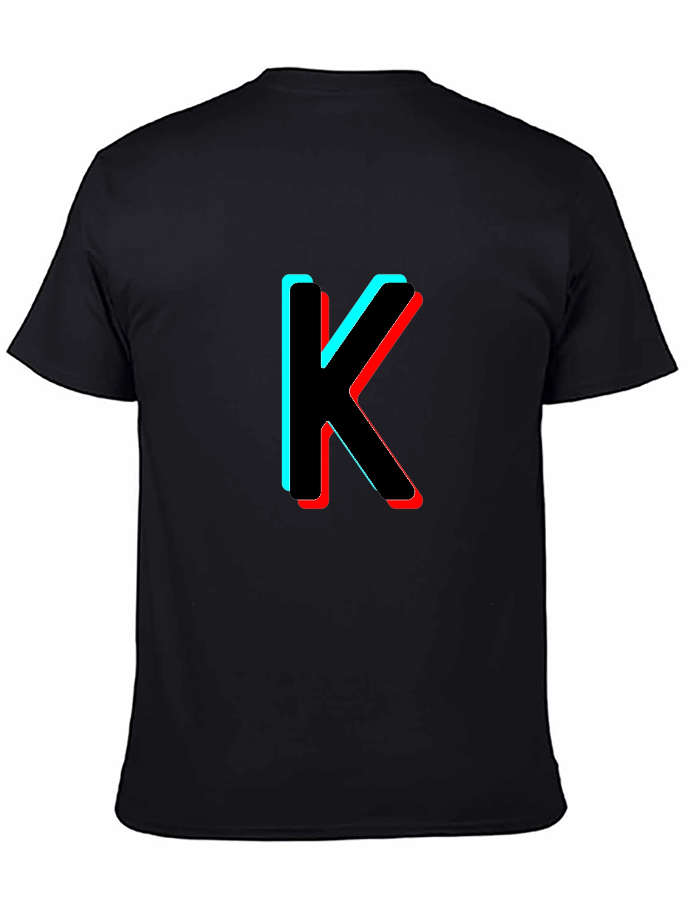 3D Letter K Black T-Shirt